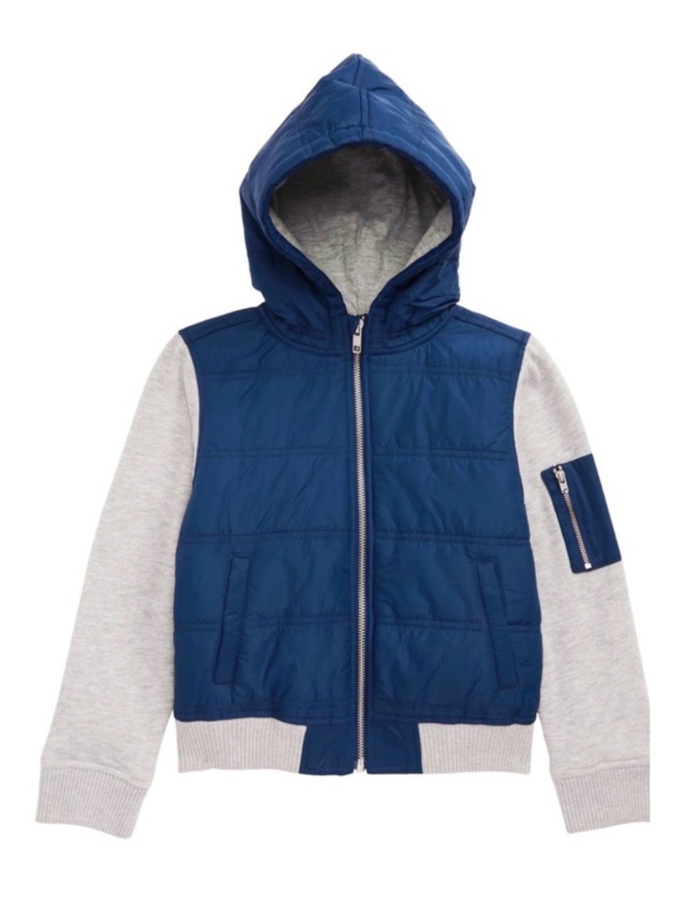 Tucker + Tate 3T Hooded Puffer Jacket with Knit Sleeves - Blue